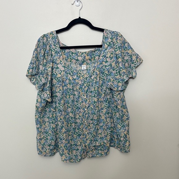 Old Navy Tops - Old Navy Floral Blouse in Blue and Green